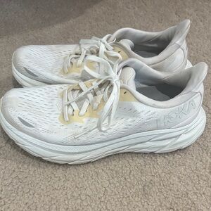 Hoka Women's White and Cream Sneakers